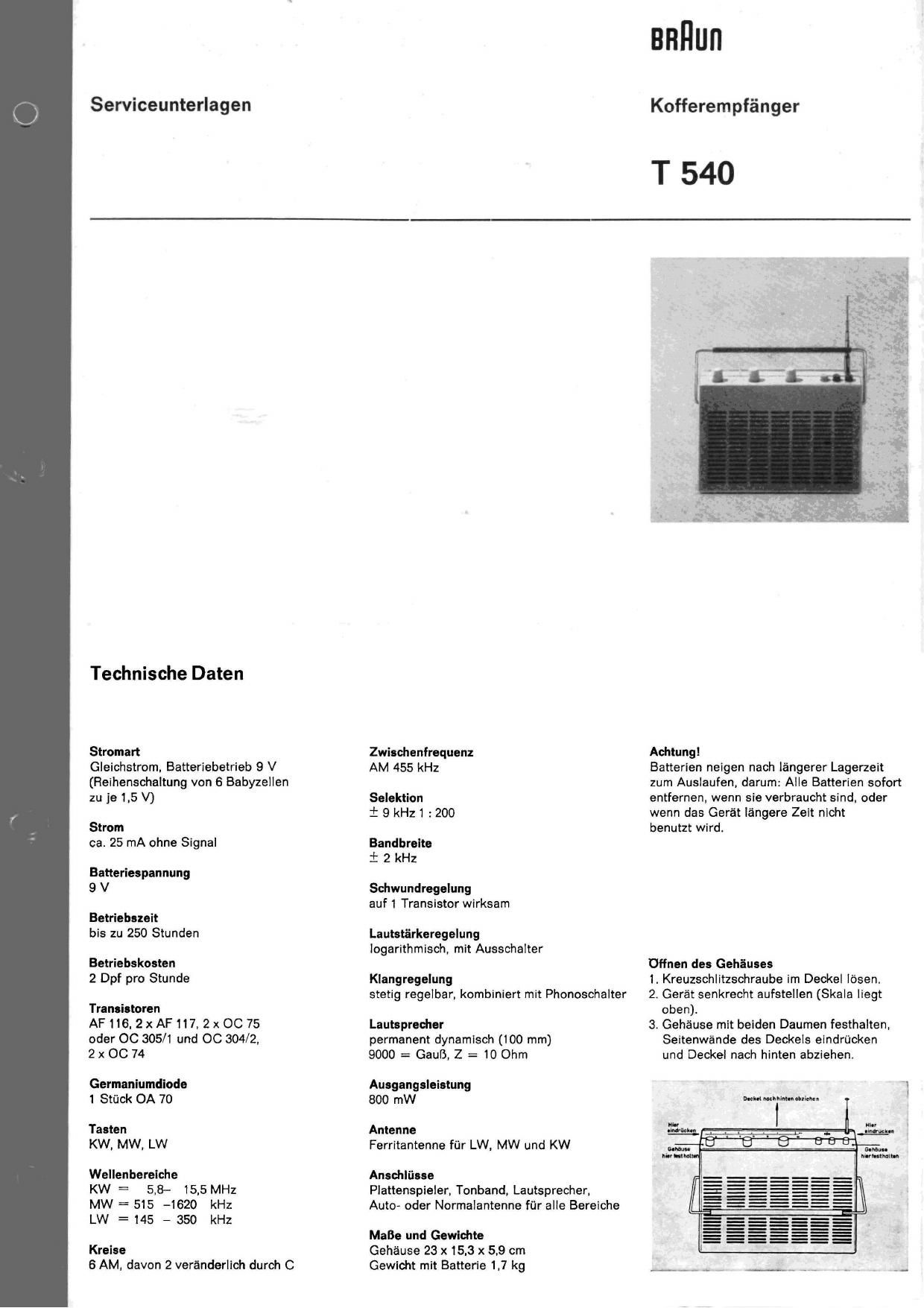 Braun T 540 Service Manual