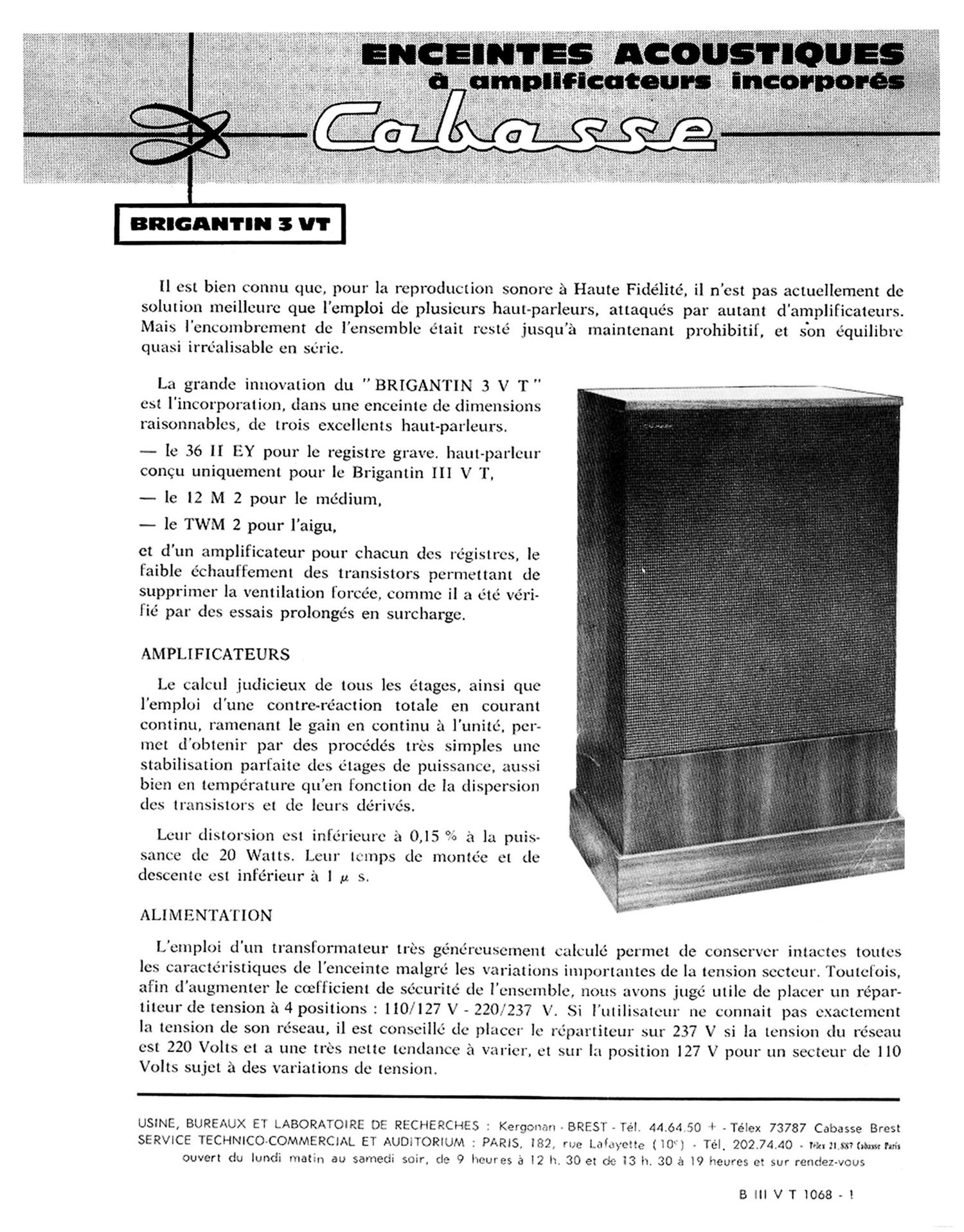 Cabasse BRIGANTIN 3 VT Brochure