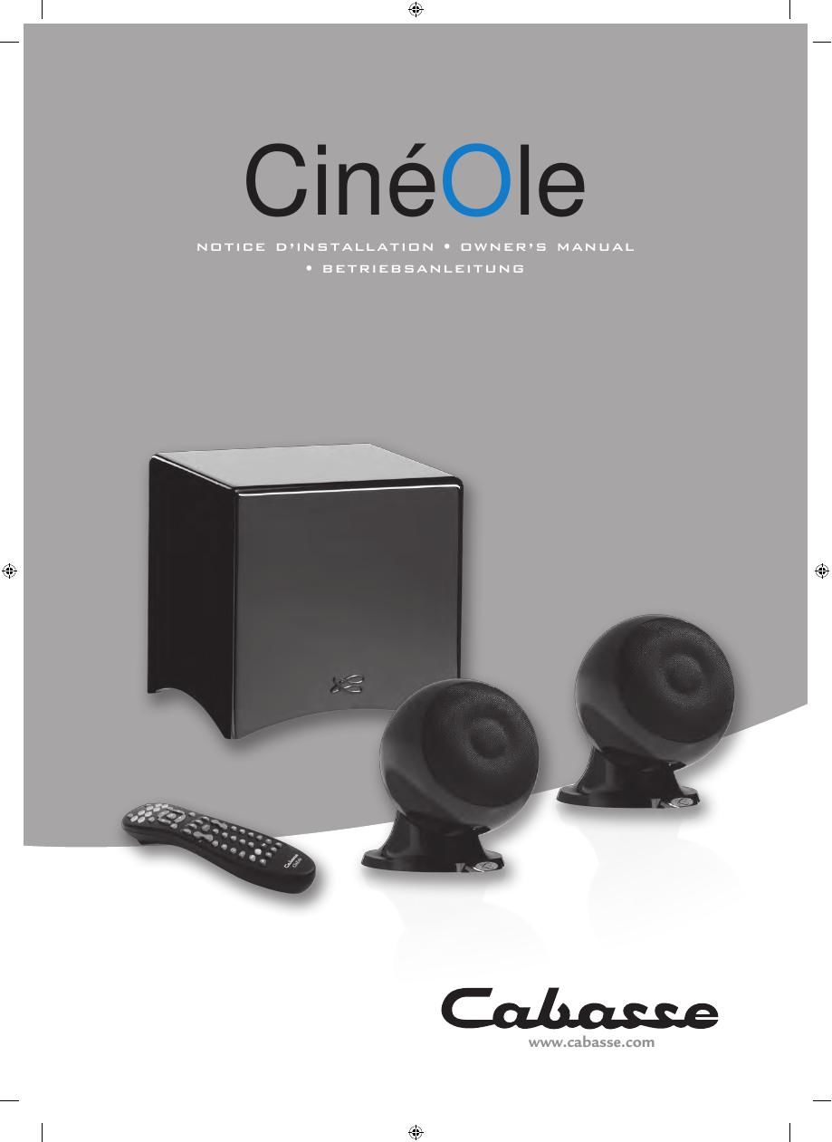 Cabasse CINEOLE Owners Manual