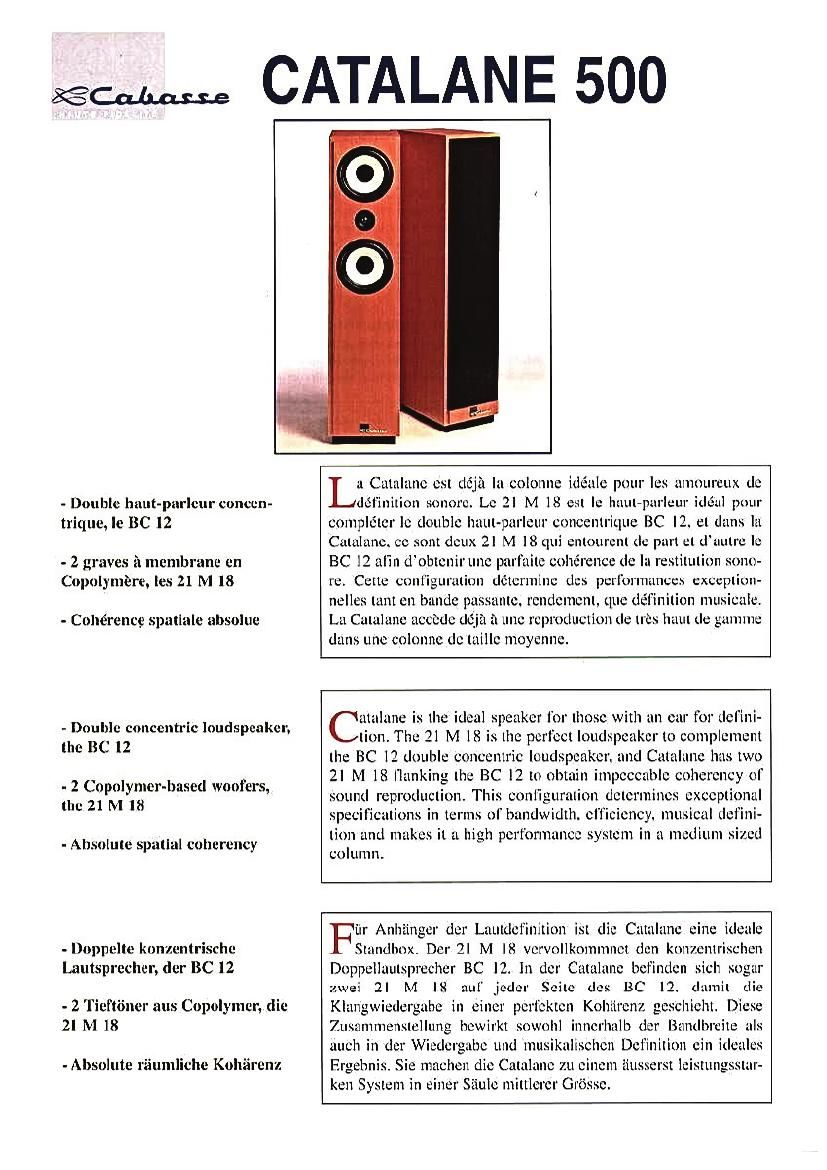 Cabasse Catalane 500 Brochure