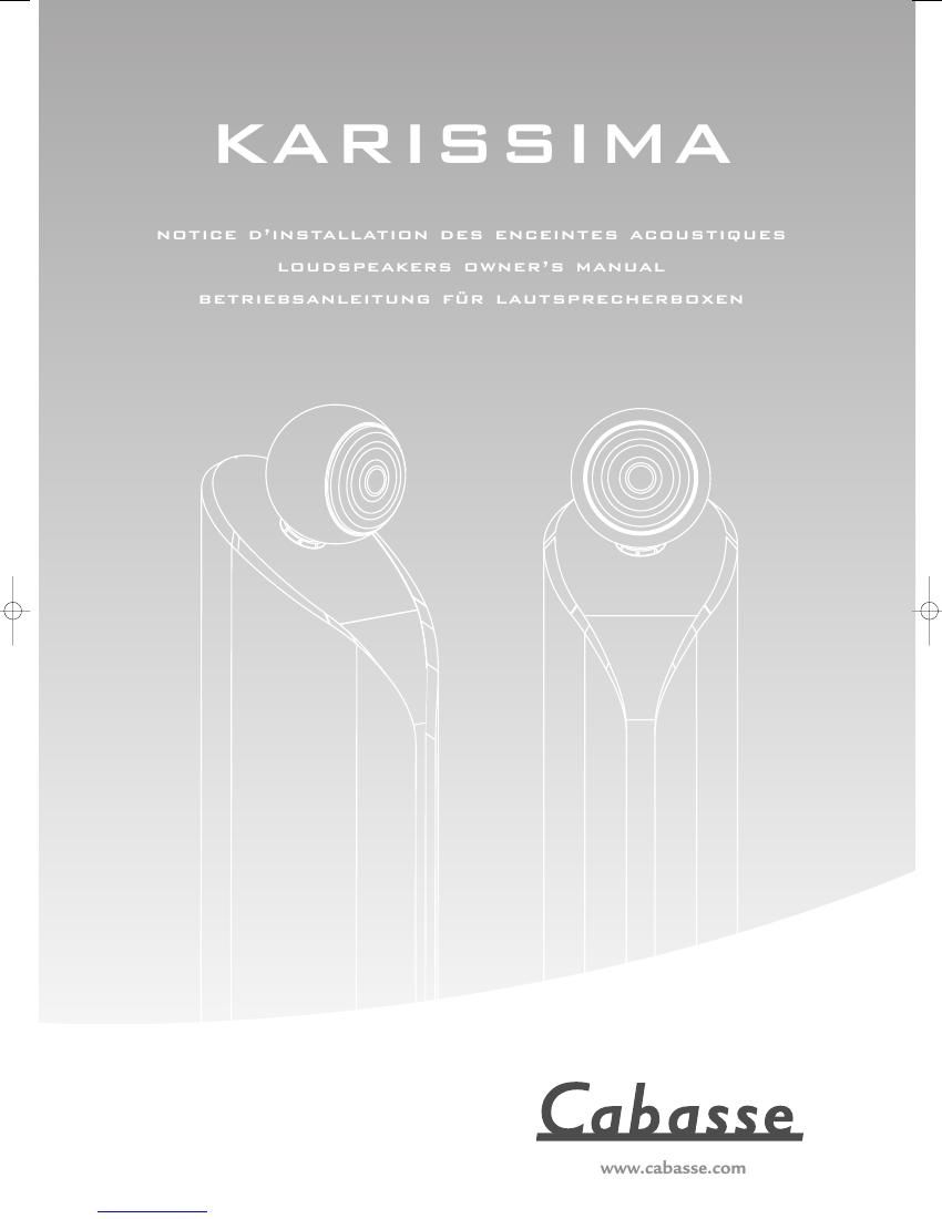 Cabasse KARISSIMA Owners Manual