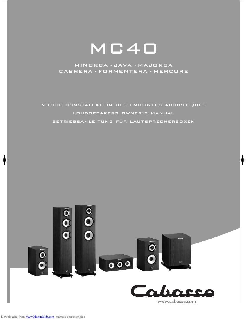 Cabasse MC 40 Owners Manual