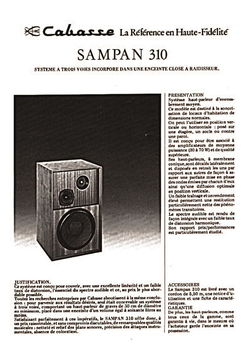 Cabasse Sampan 310 Brochure