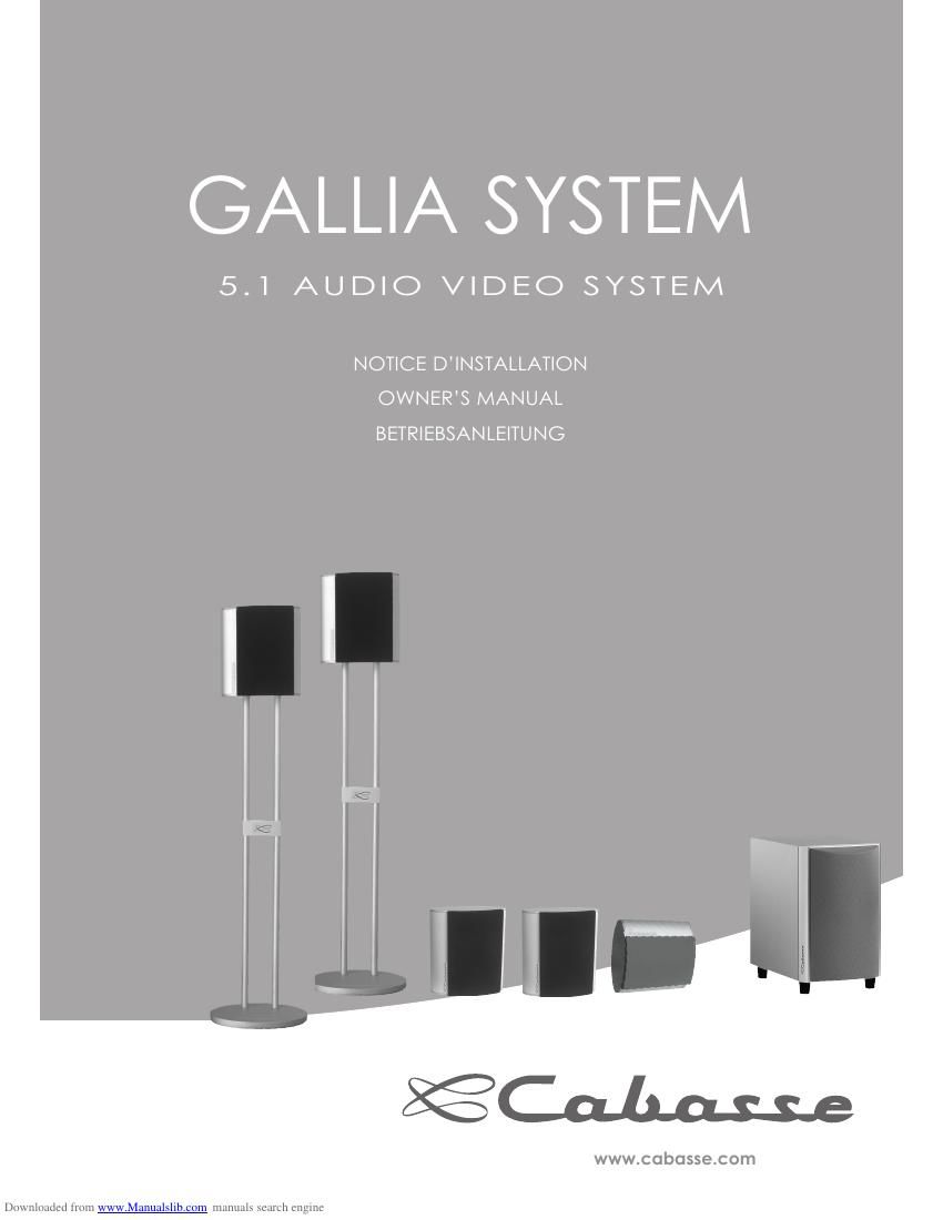 Cabasse GALLIA SYSTEM Owners Manual