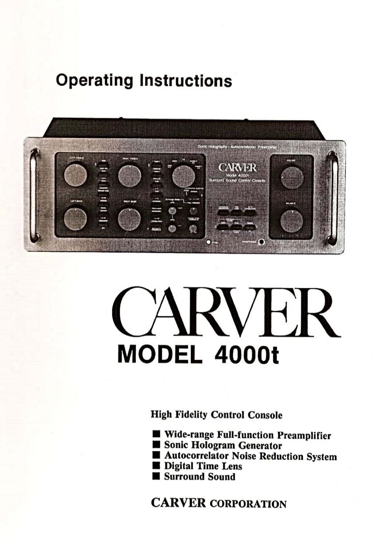Carver 4000T Owners Manual