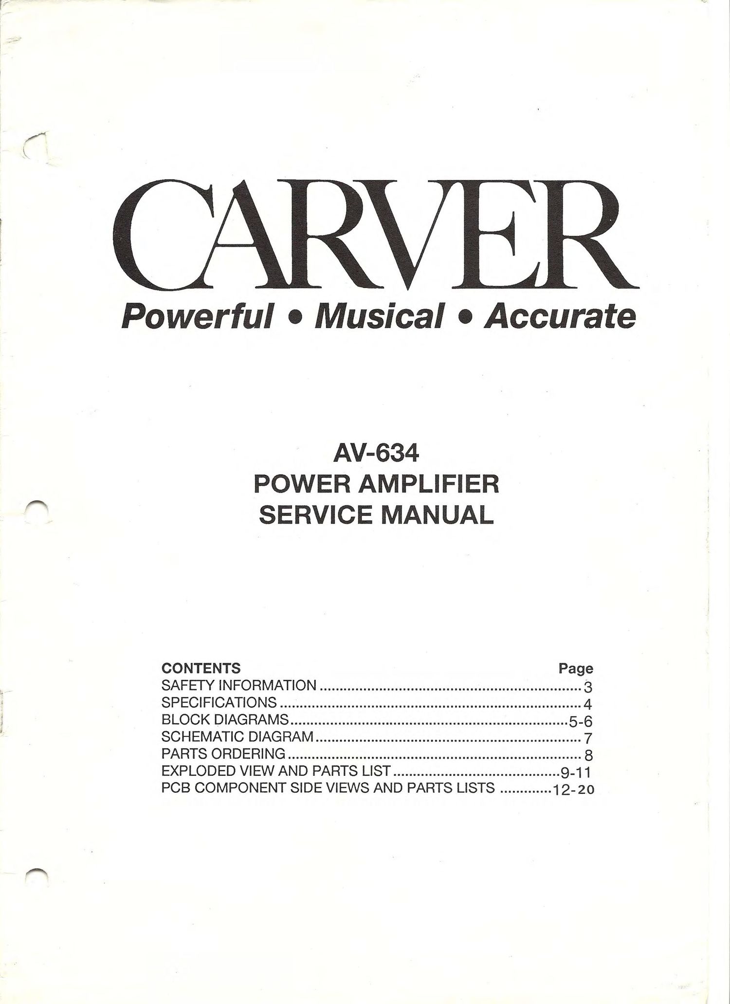 Carver AV634 pwr sm