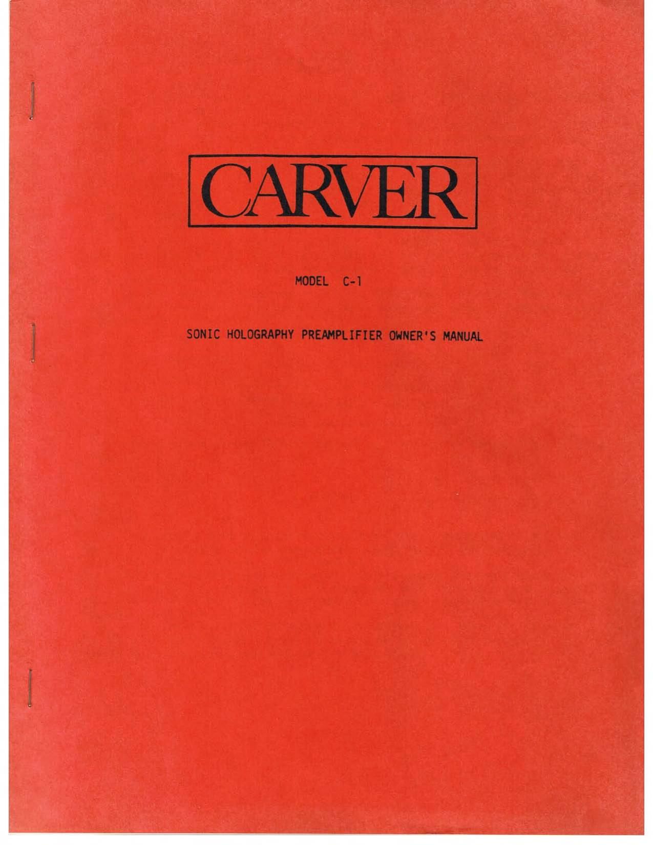 Carver C 1 Owners Manual