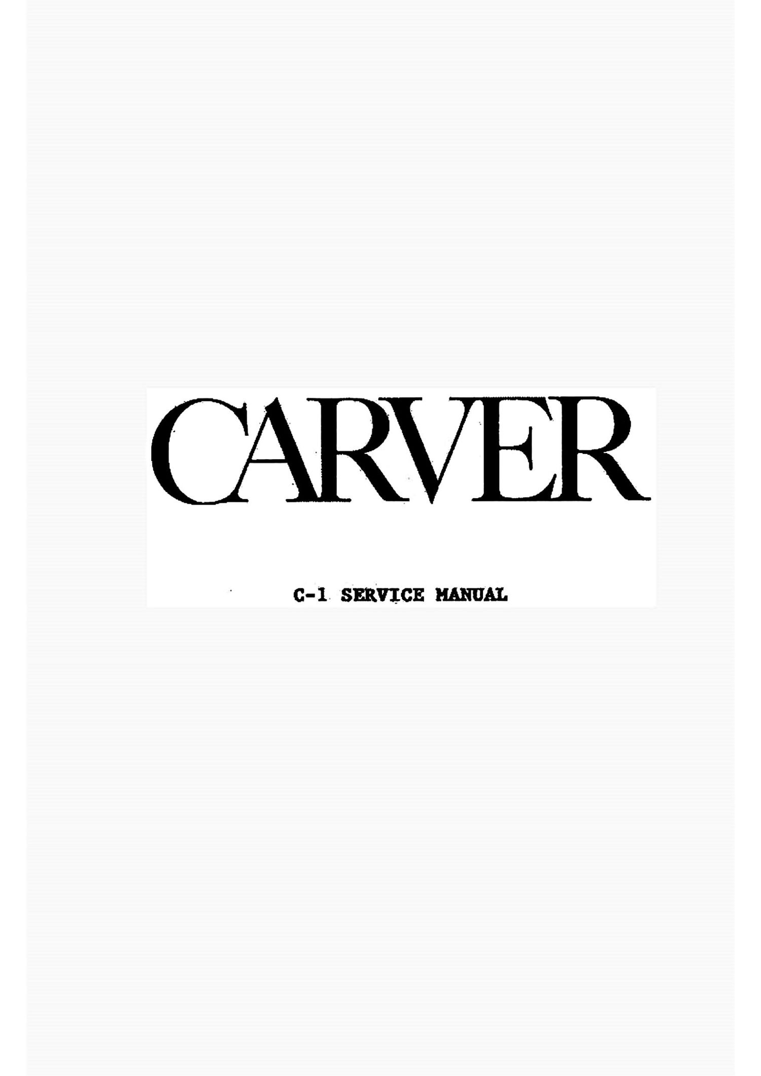 Carver C 1 Service Manual