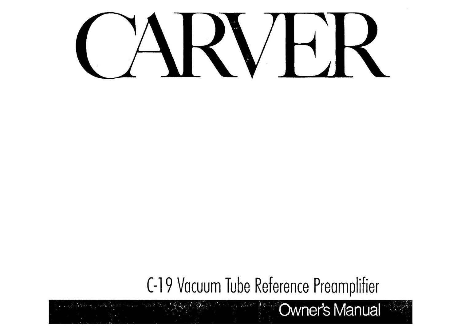 Carver C 19 Owners Manual