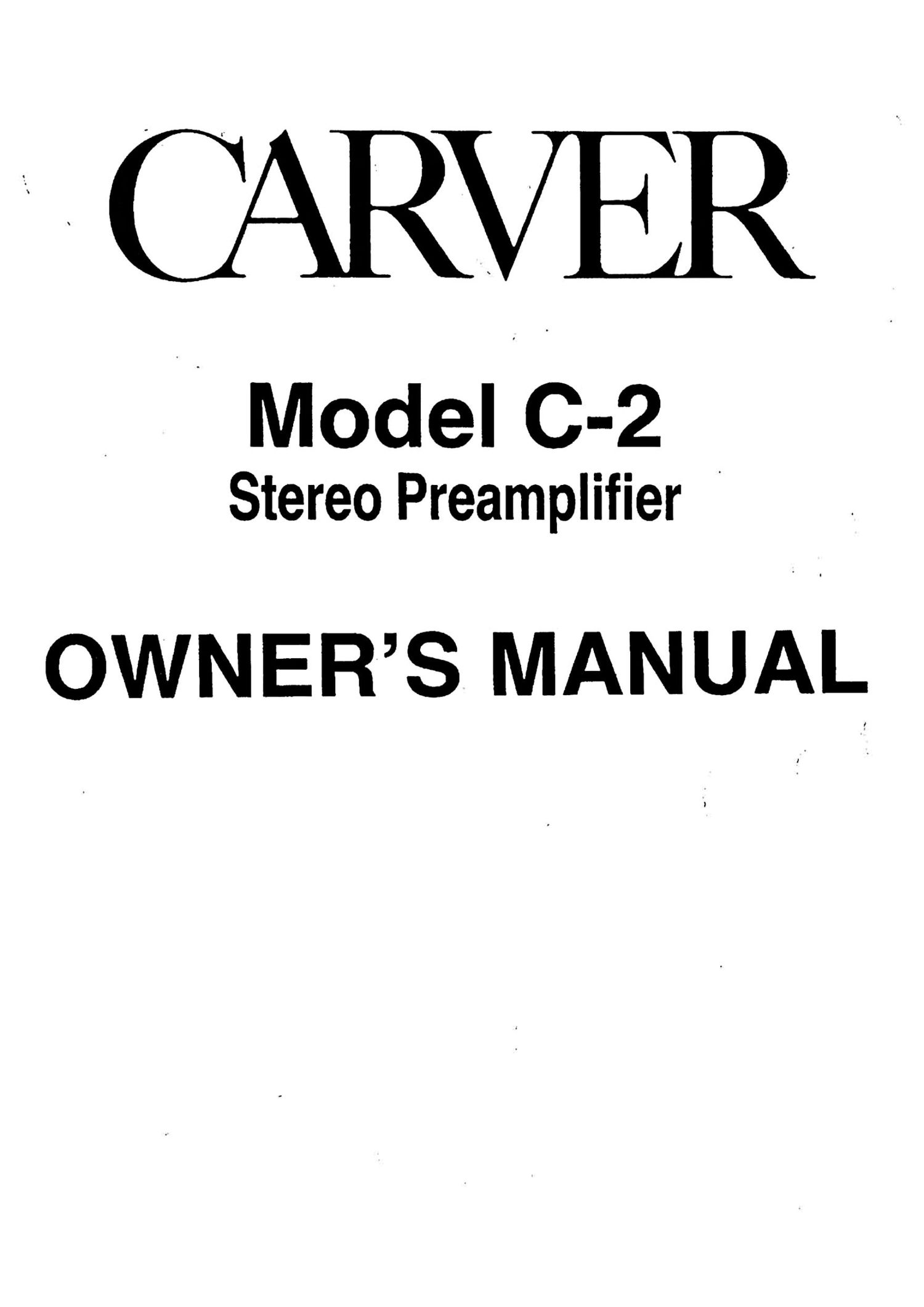 Free Audio Service Manuals Free Download Carver C 2 Owners Manual