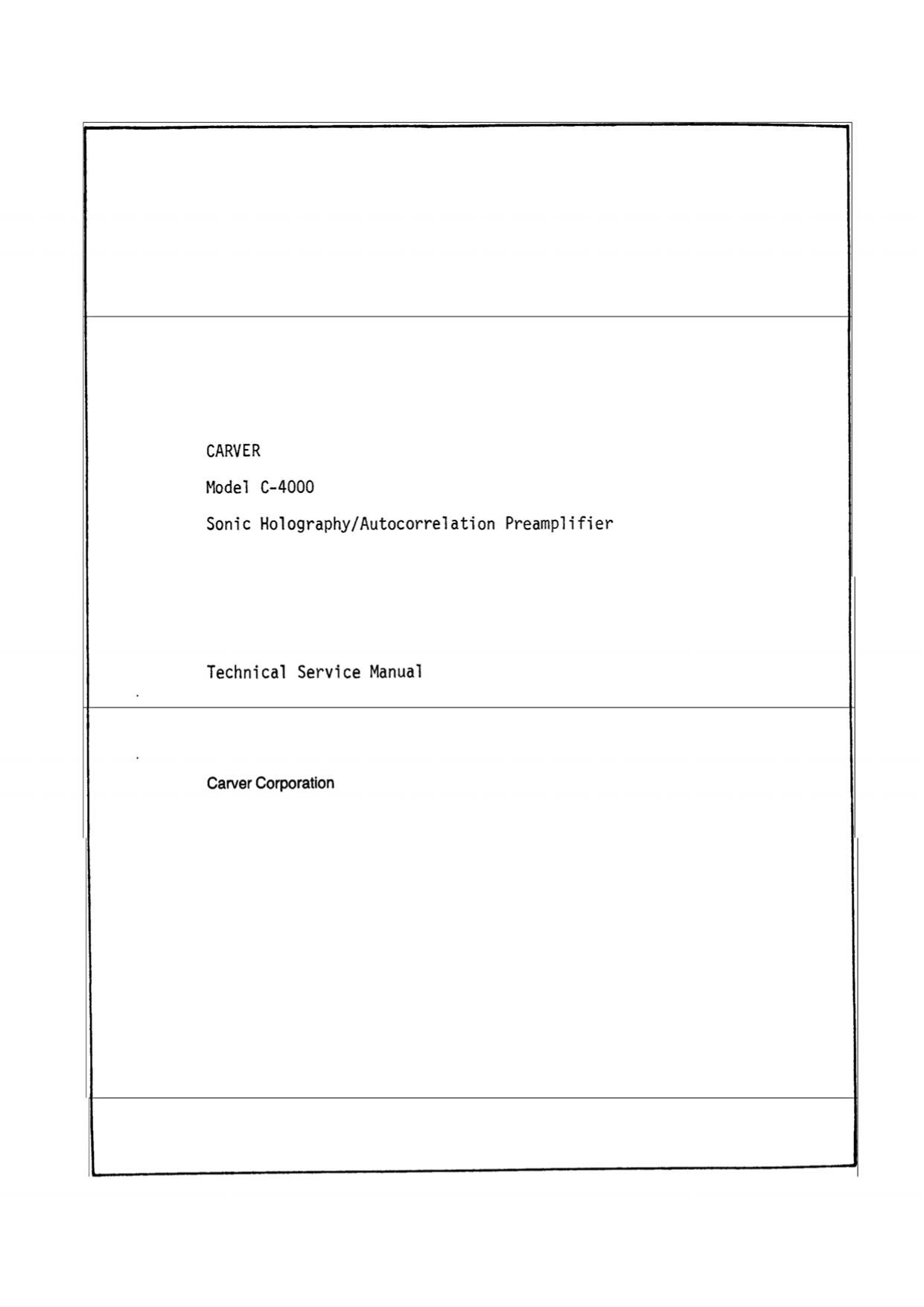 Carver C 4000 Service Manual
