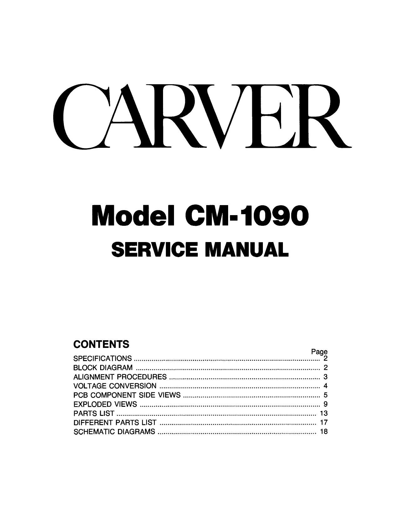 Carver CM 1090 Service Manual