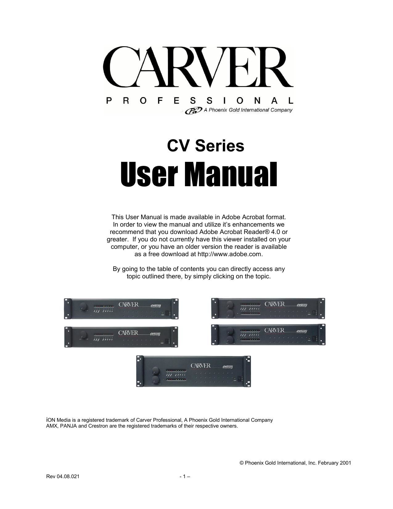 Carver CV 2502 Owners Manual