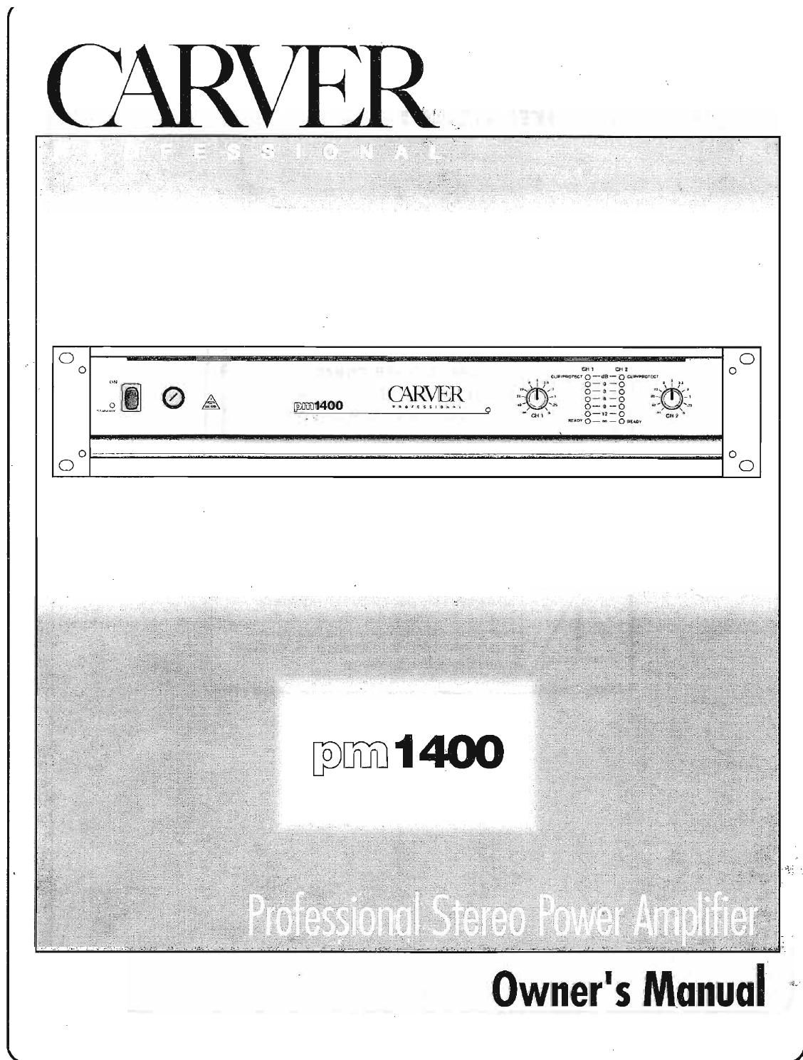 Carver PM 1400 Owners Manual
