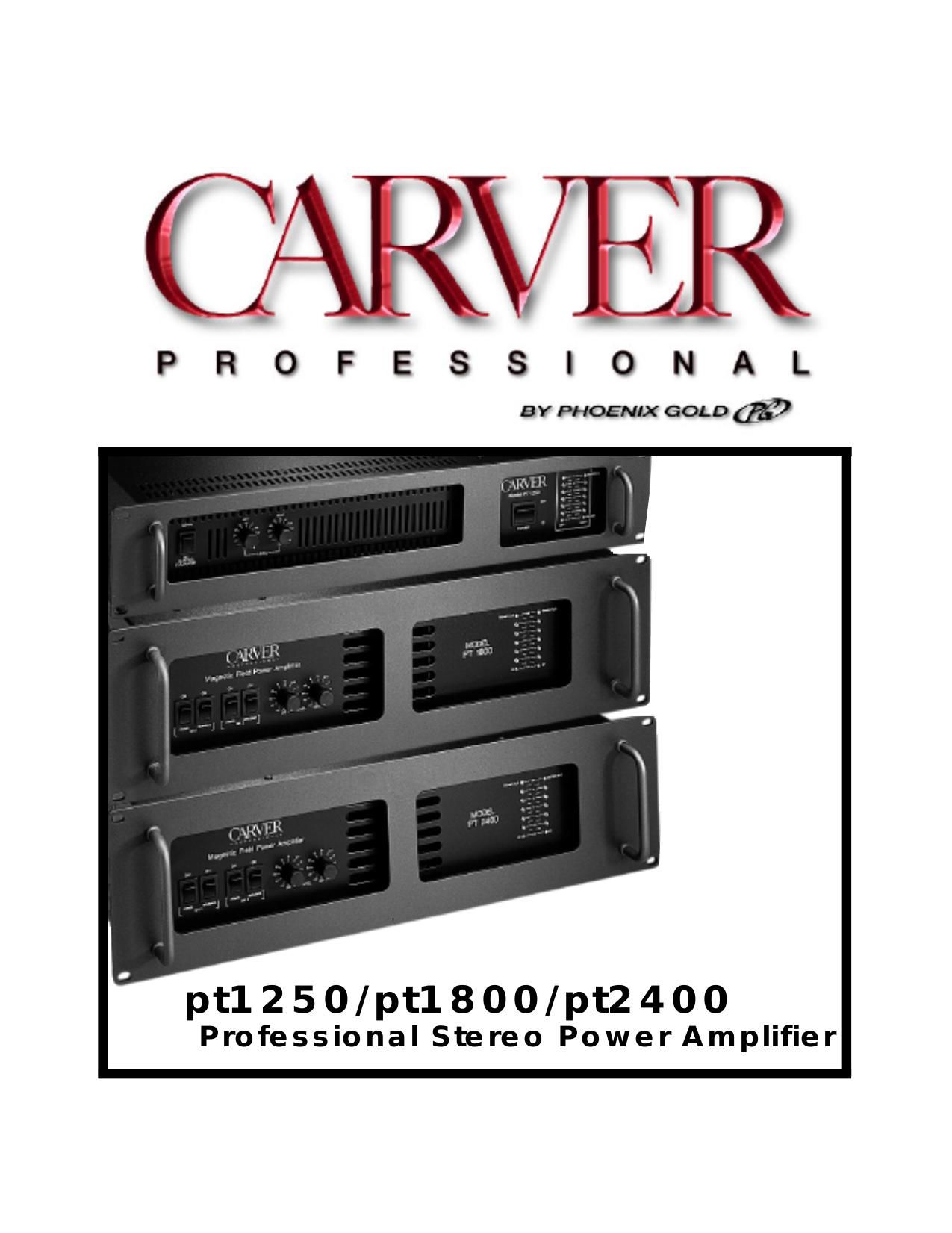 Carver PT 1800 Owners Manual