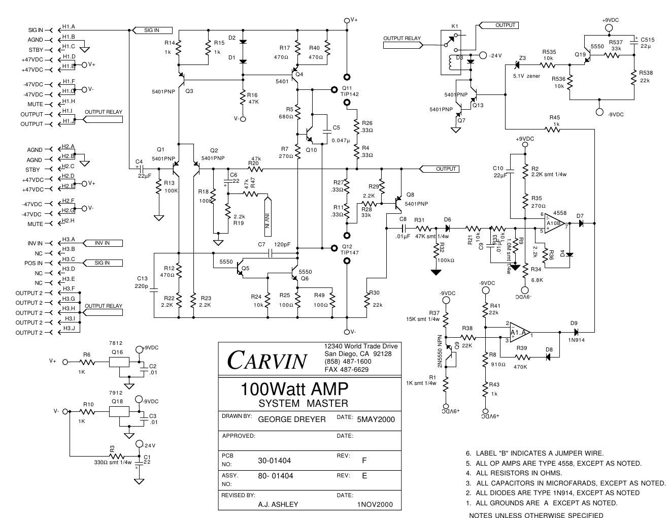 carvin 100w power amp module 80 01404 schematic