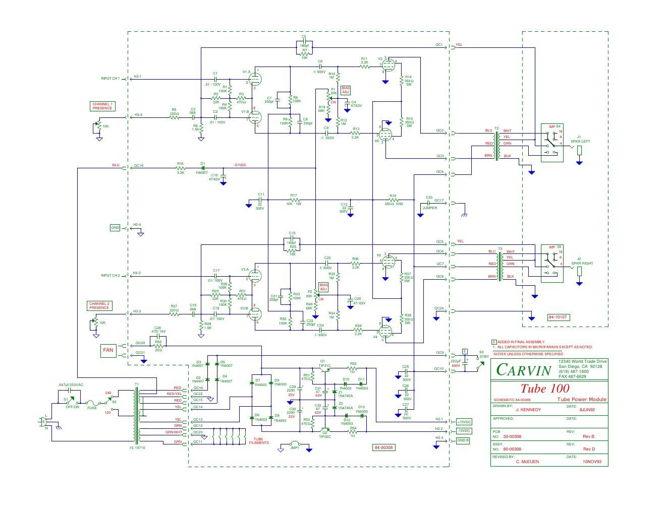 carvin 100w tube power amp module 80 00308 schematic