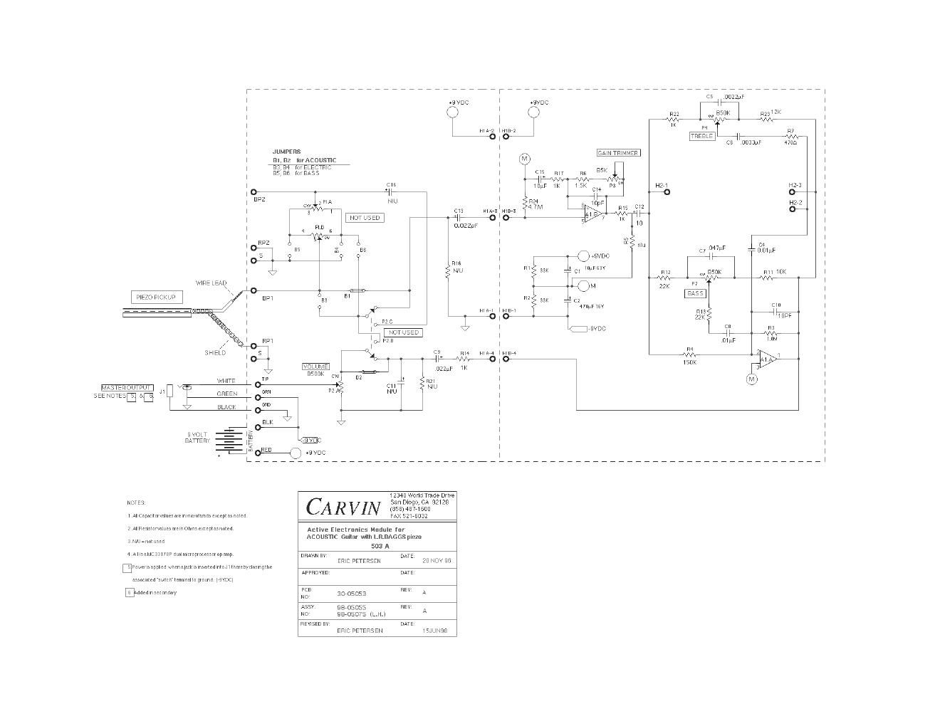 carvin 503 a active acoustic guitar module schematic