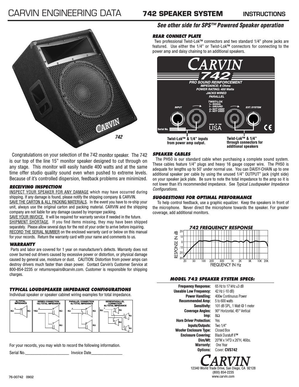 carvin 742 b owners manual