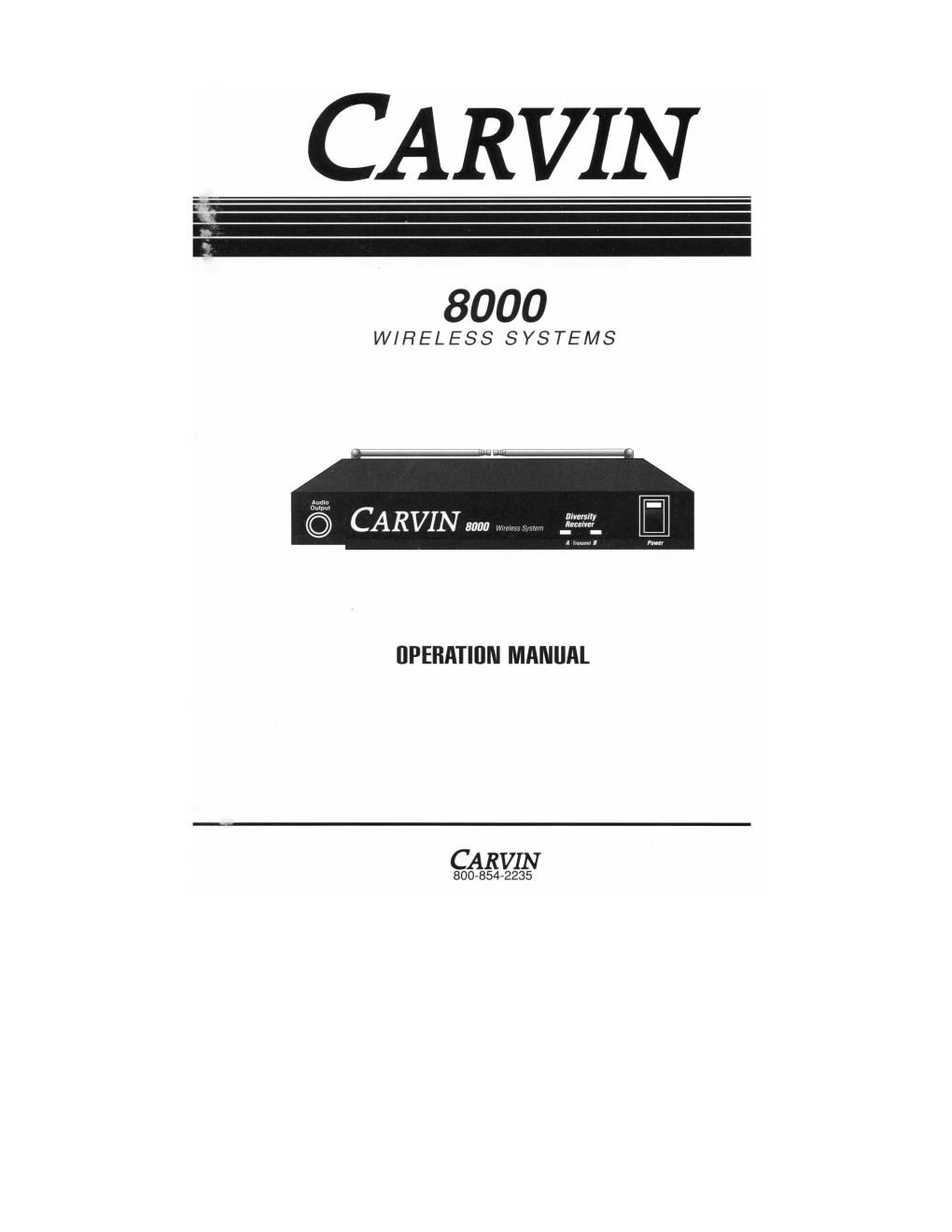 carvin 8000 owners manual