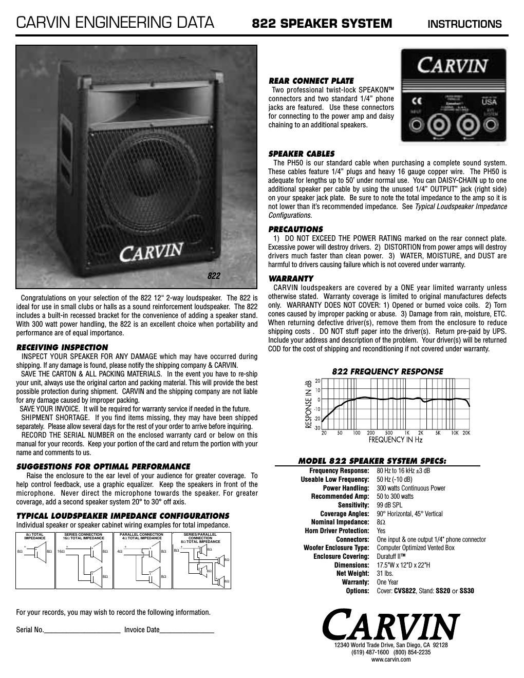 carvin 822 owners manual