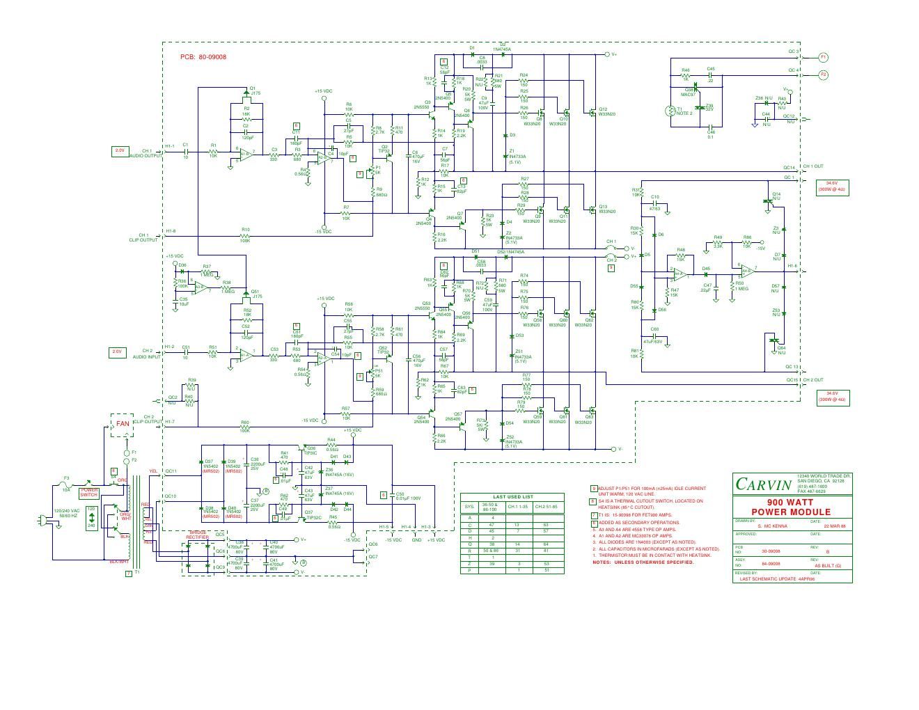 carvin 900w power amp module 84 09008 schematic