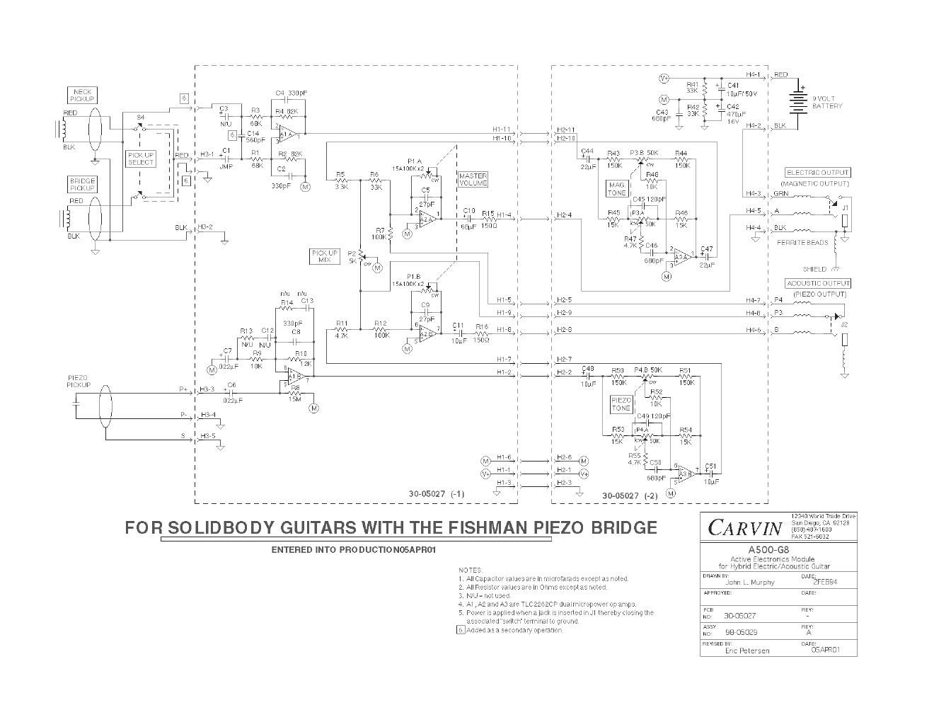 carvin a500 g8 fishman preamp module schematic