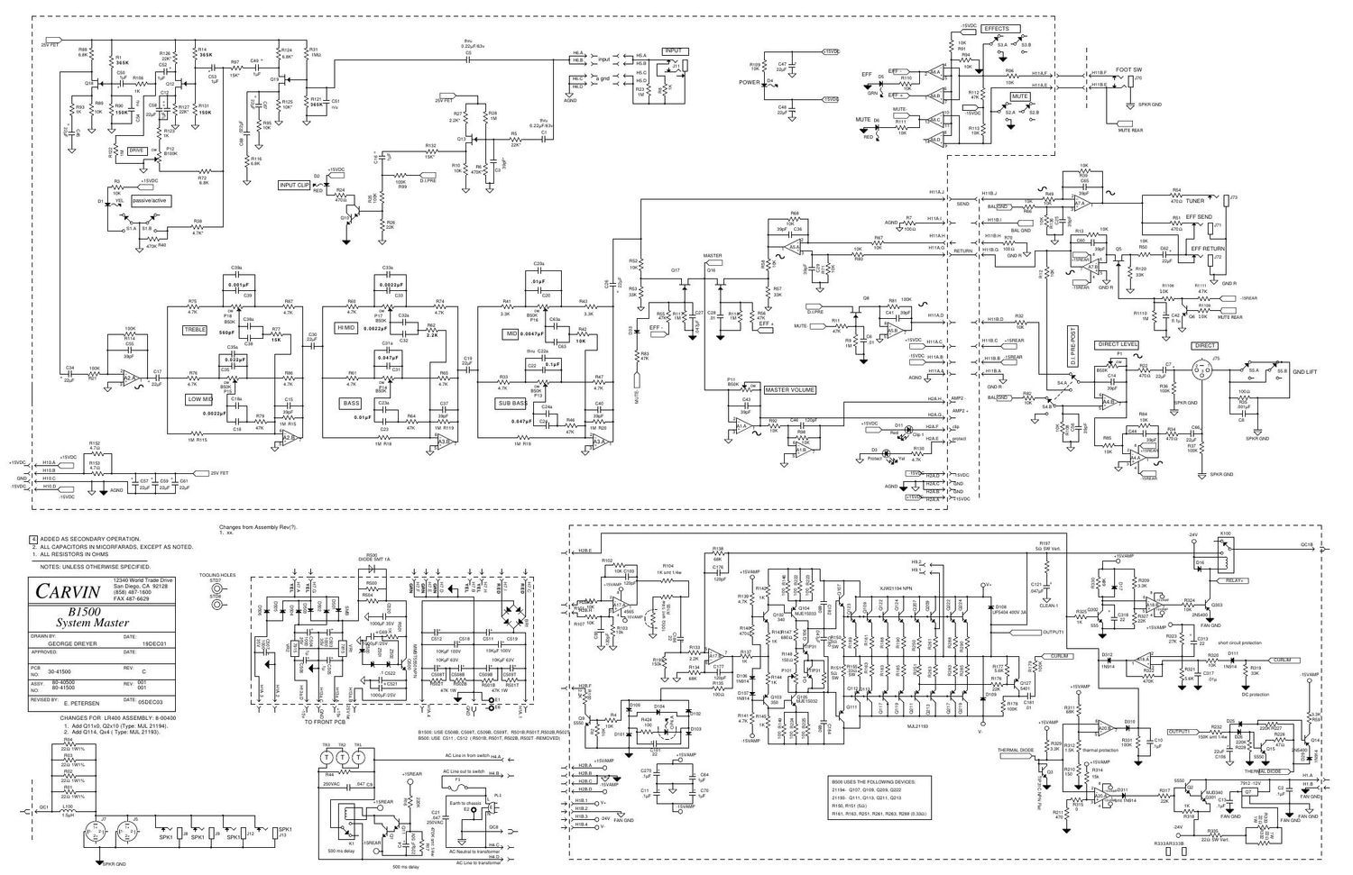 carvin b 1500 b ass amp schematic