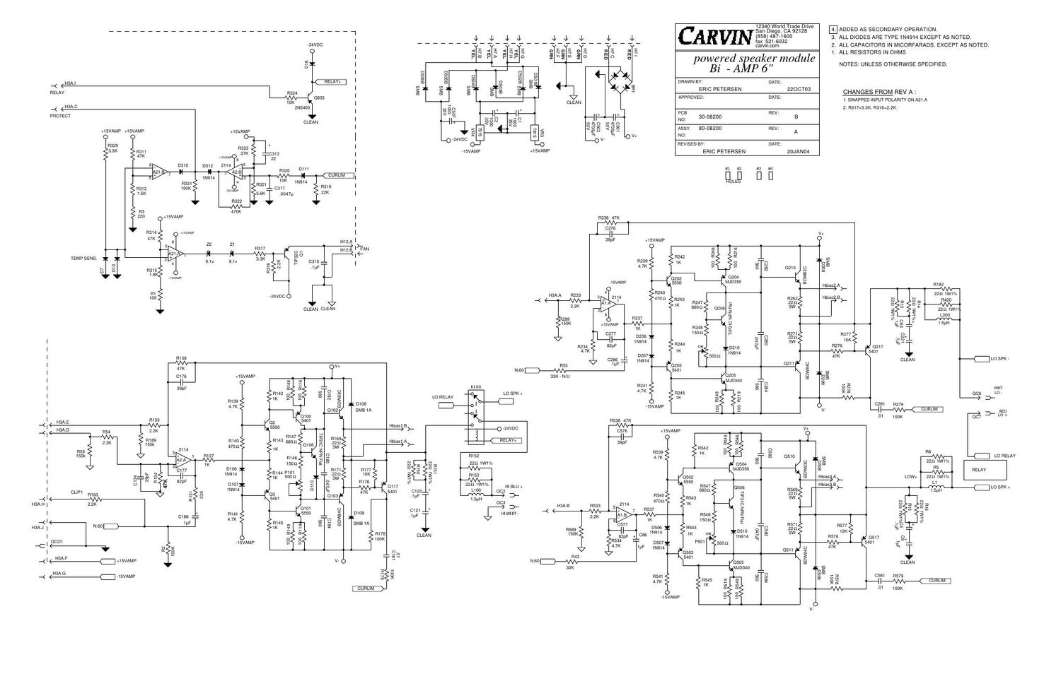 carvin bi amp 6 powered speaker module schematic