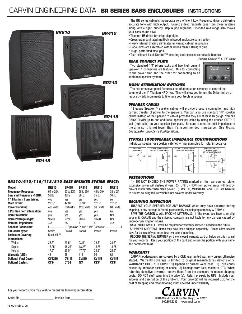 carvin br 115 owners manual