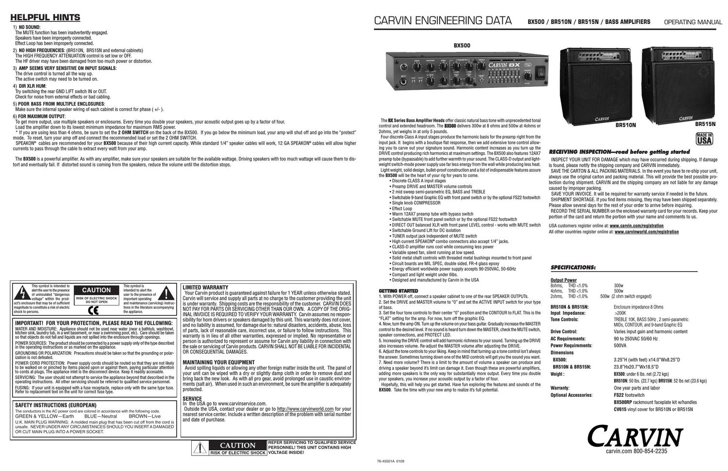 carvin br 510 n owners manual