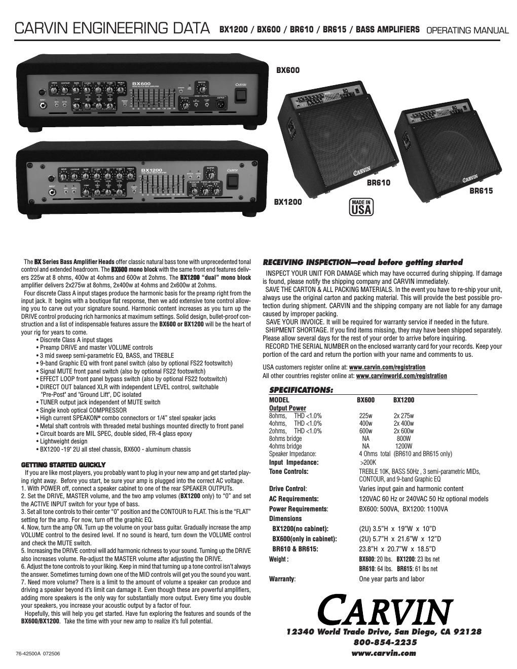 carvin br 610 owners manual