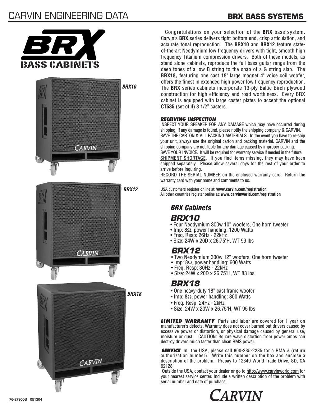 carvin brx 10 brochure