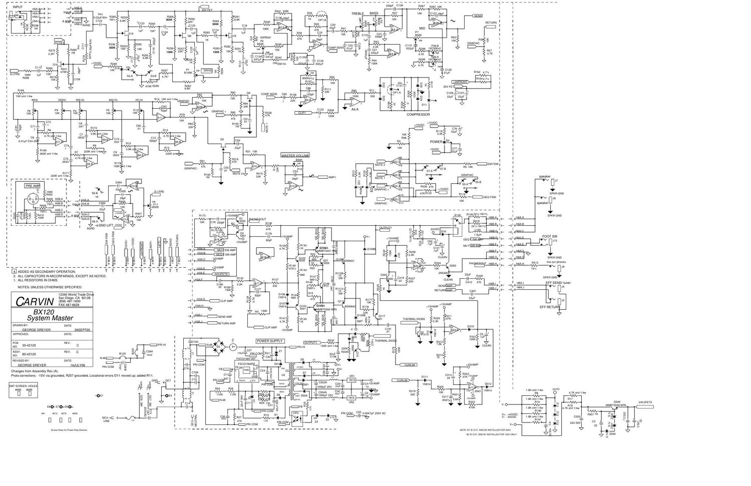 carvin bx 120 bass amp rev c schematic