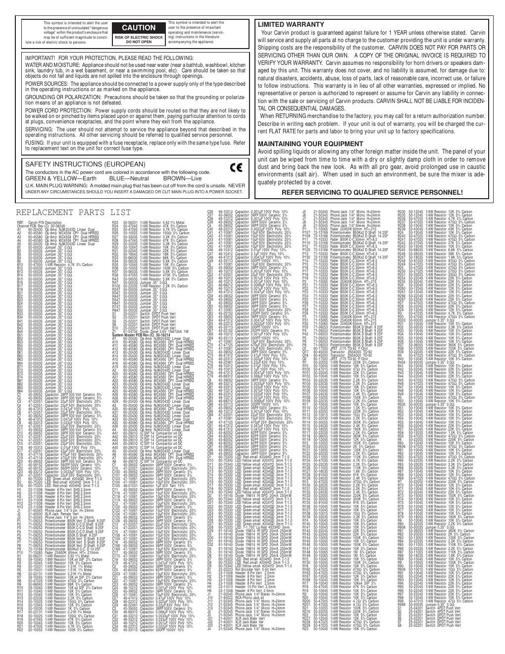 carvin c 1600 owners manual