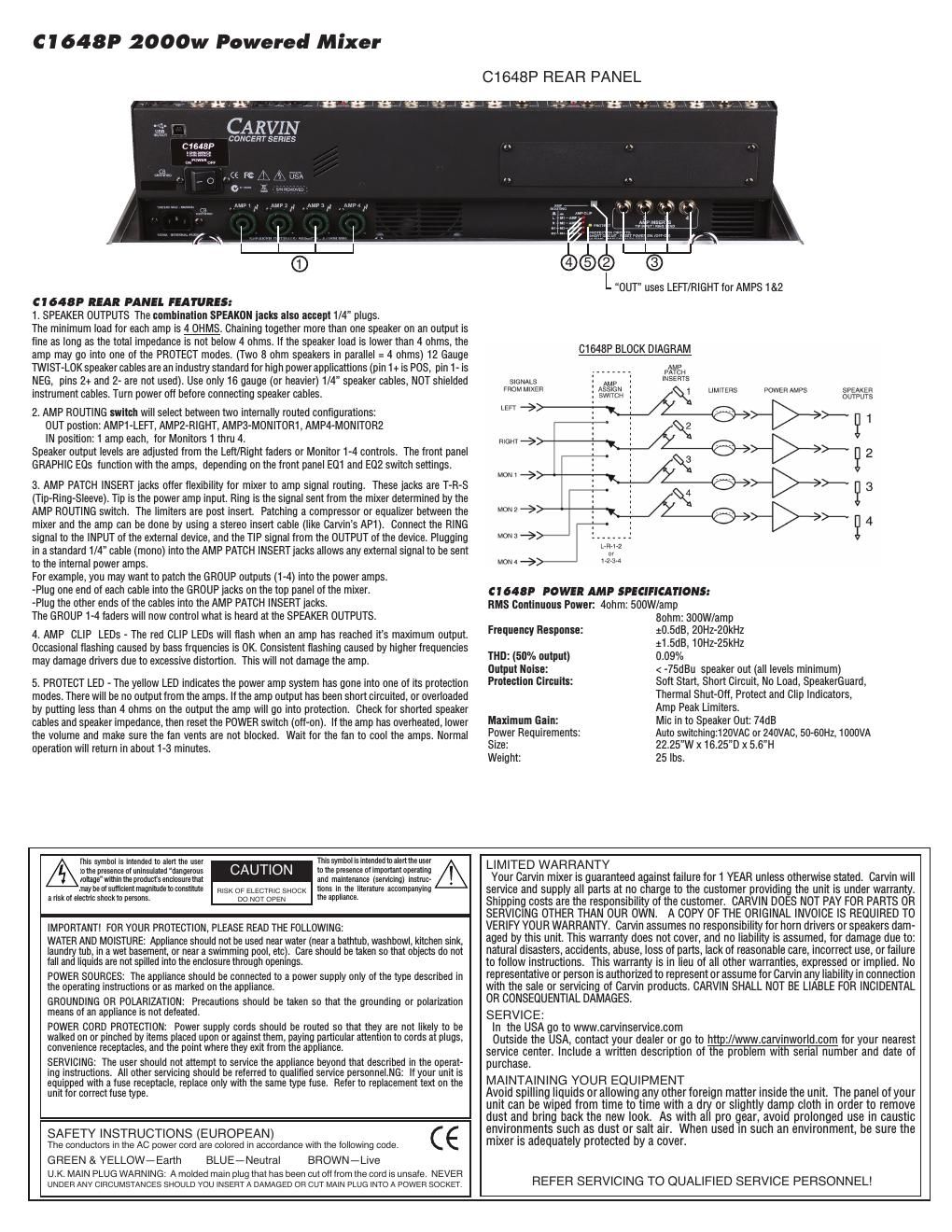 carvin c 1648 p owners manual