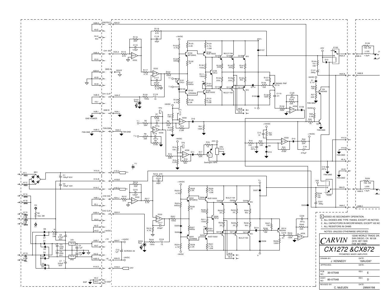 carvin cx 1272 cx 872 mixer power amp schematic
