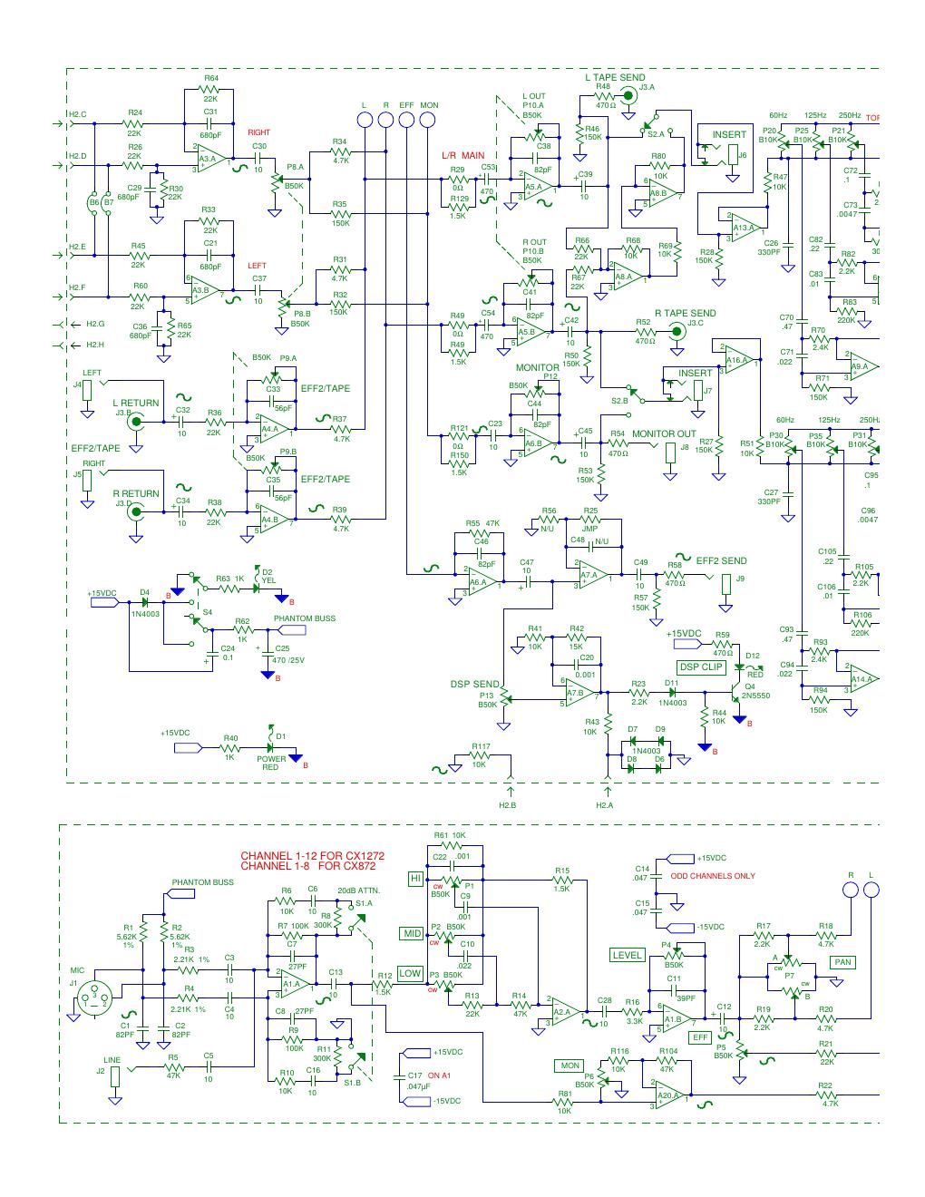 carvin cx 1272 cx 872 mixer preamp schematic