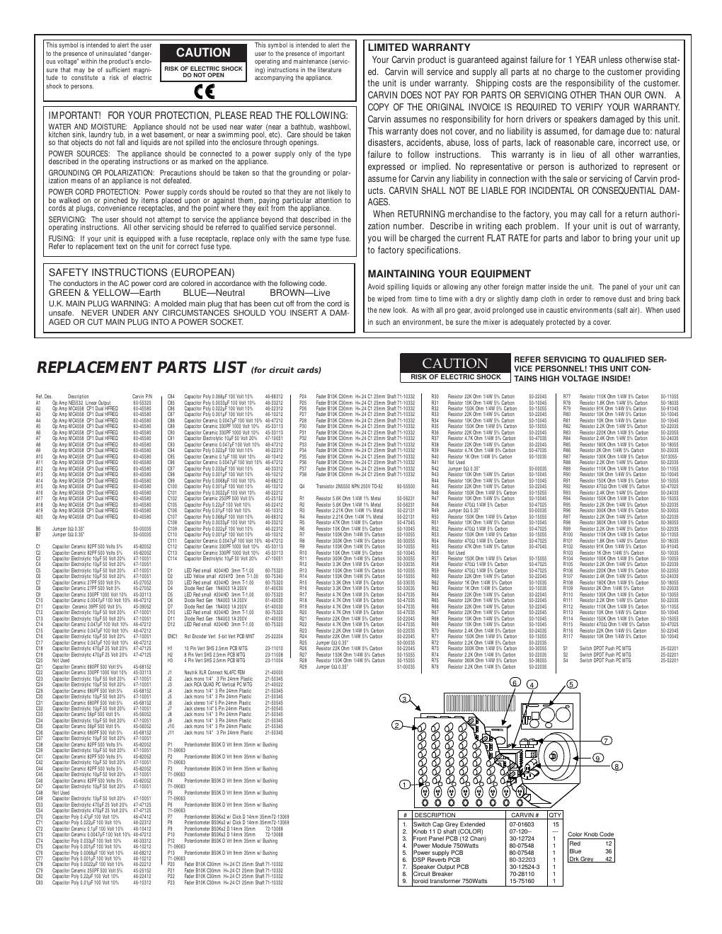 carvin cx 1272 owners manual