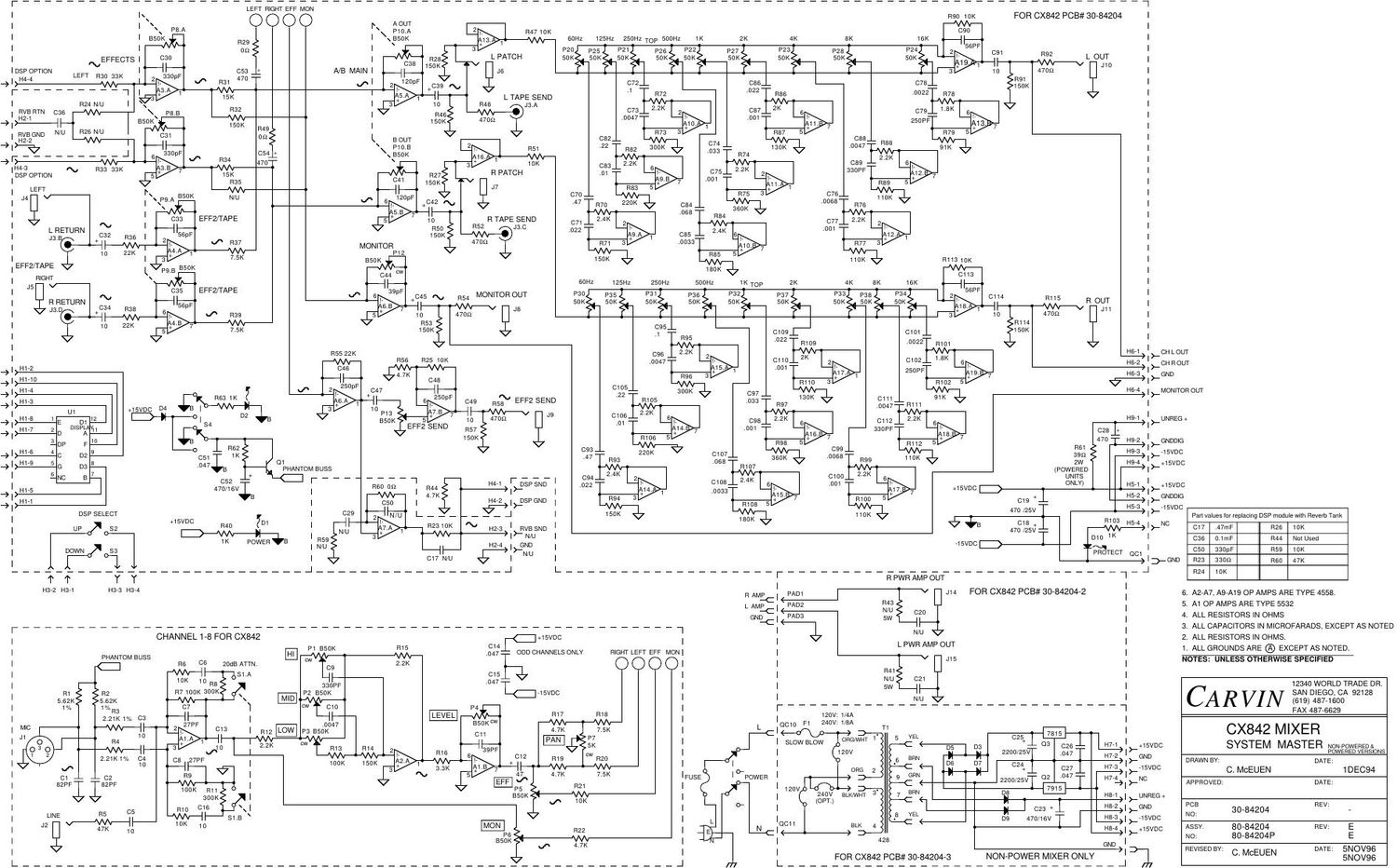 carvin cx 842 mixer schematic