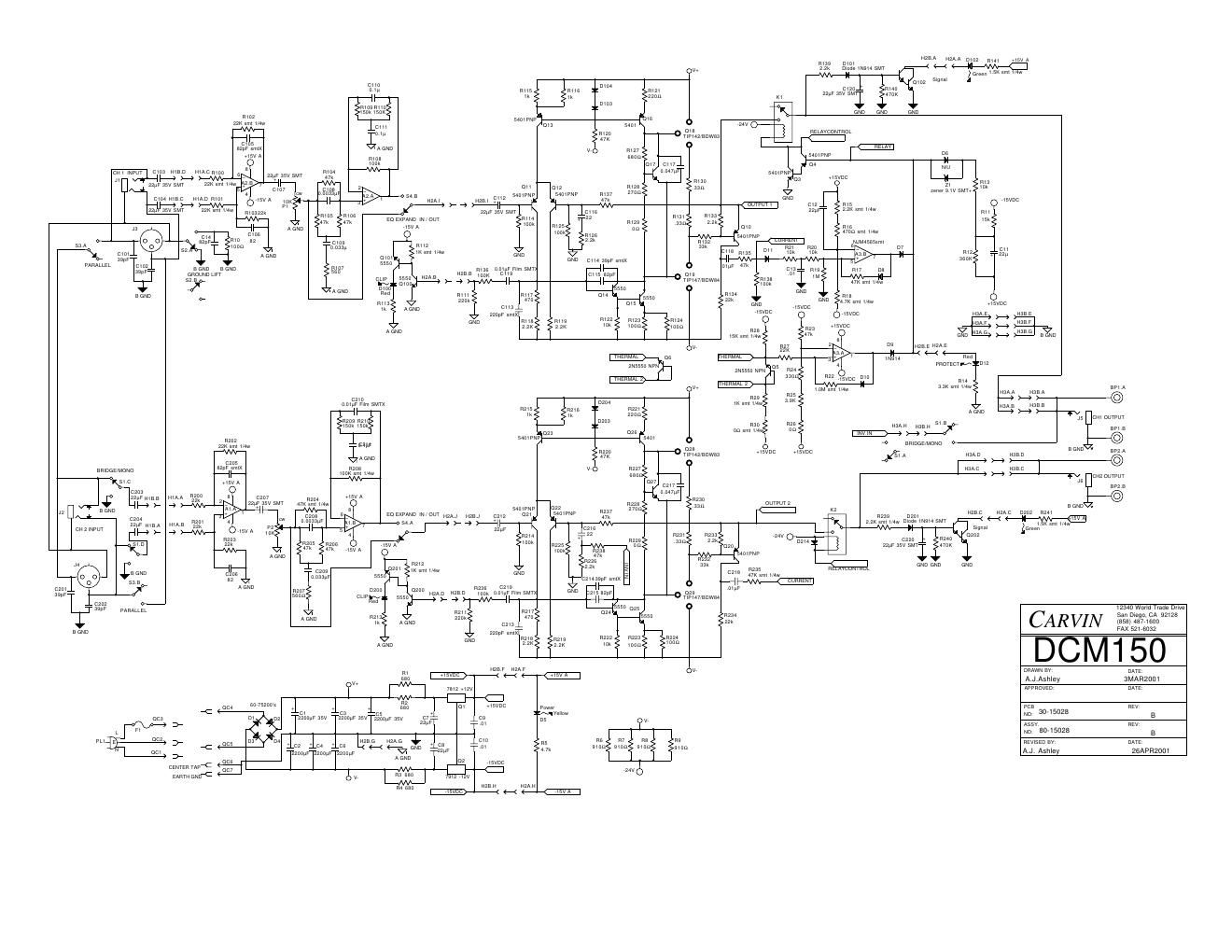 carvin dcm 150 power amp rev b schematic