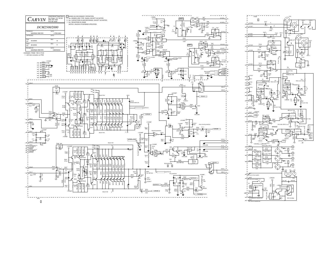 carvin dcm 2500 2000 power amp rev b schematic