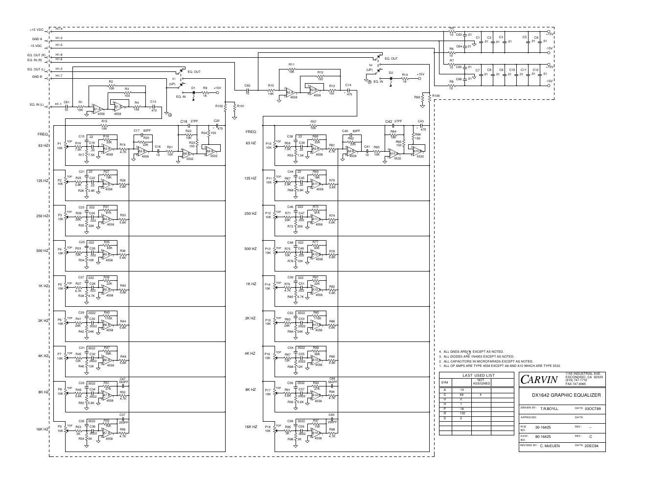 carvin dx 1642 graphic eq schematic