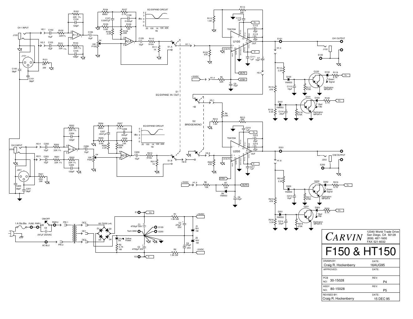 carvin f 150 ht150 power amp rev 4 schematic