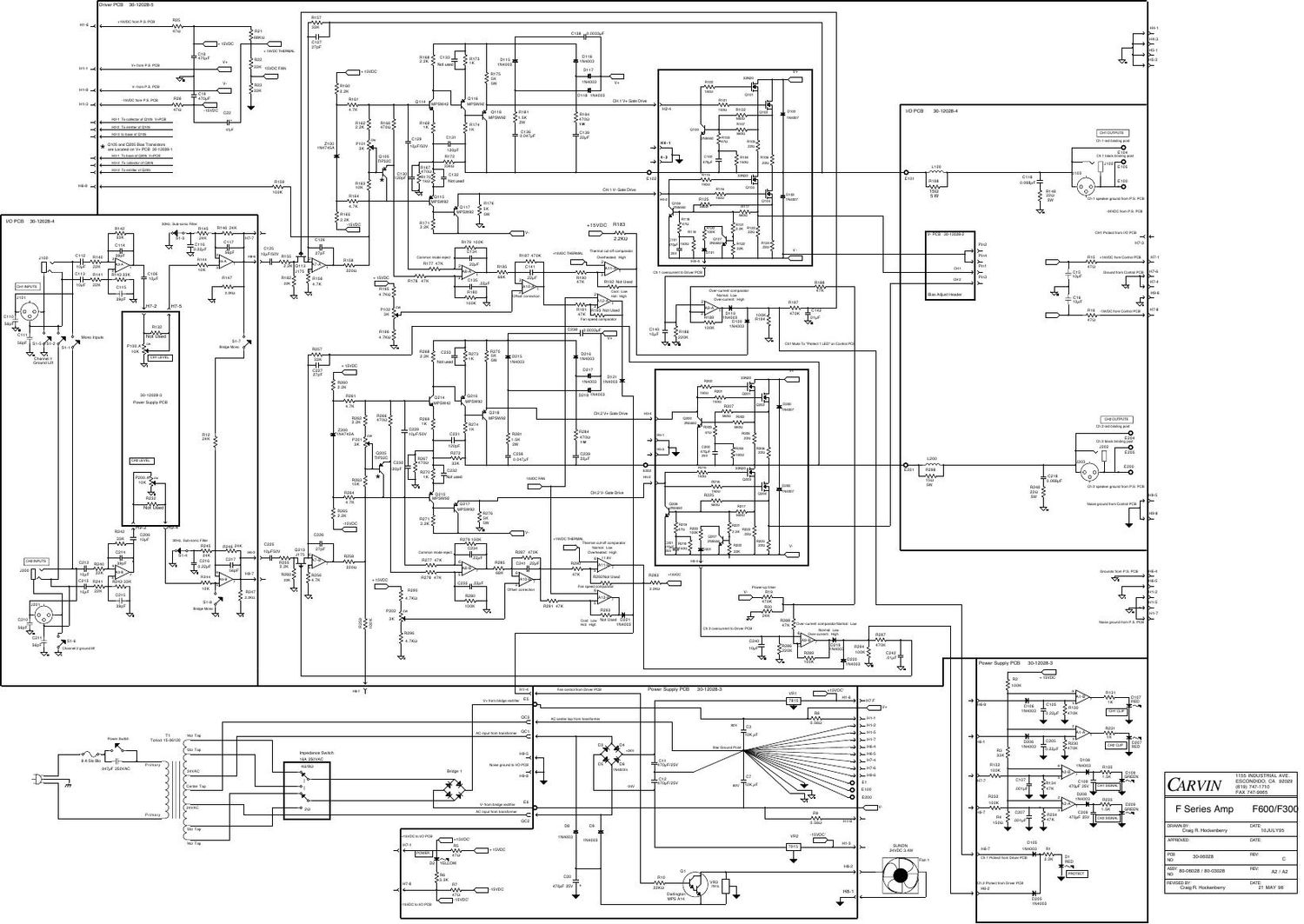carvin f 300 f 600 power amp rev c schematic