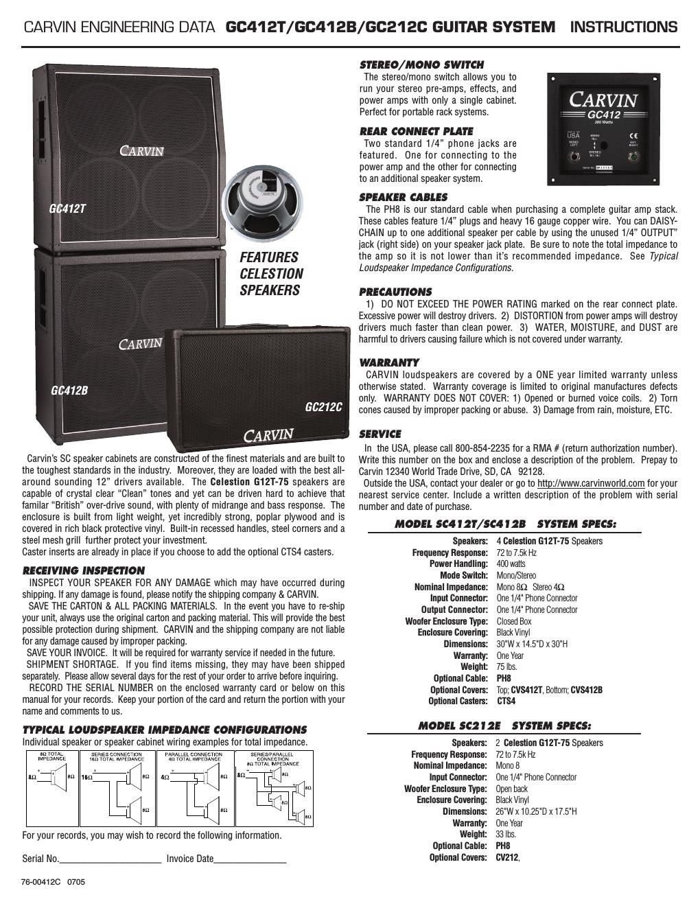 carvin gc 412 b owners manual