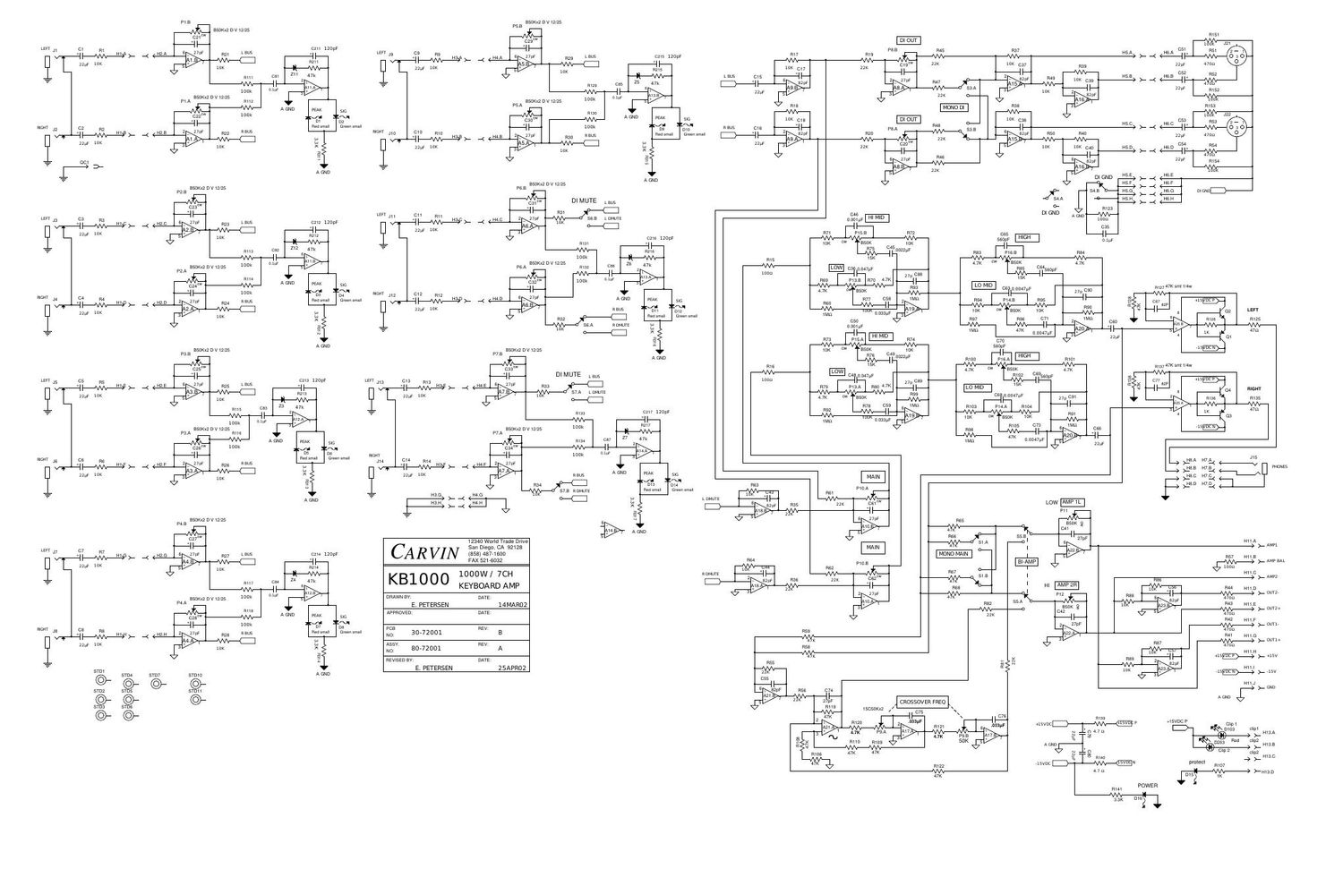 carvin kb 1000 keyboard amp rev b schematic