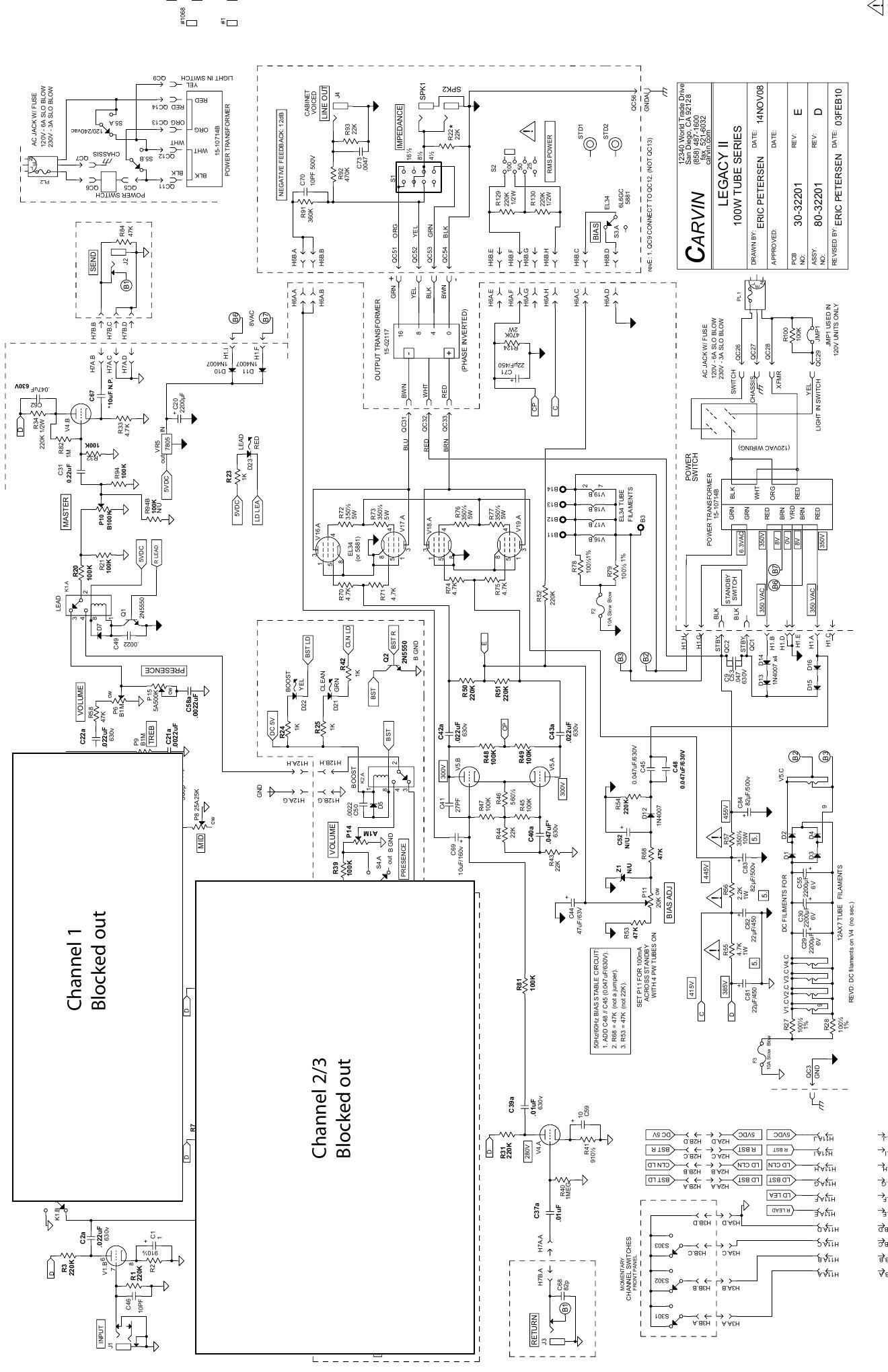 carvin legacy ii series 100w tube schematics