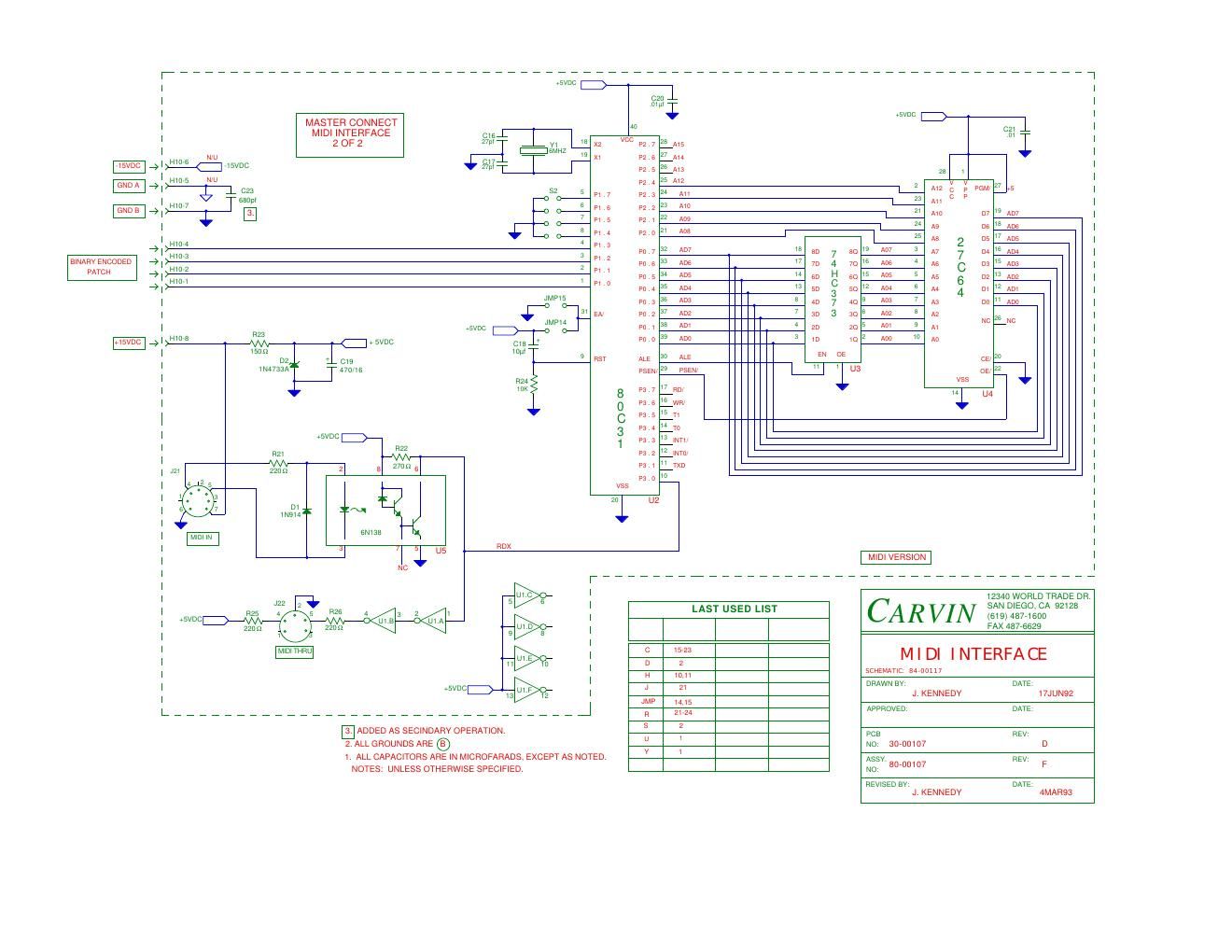 carvin midi interface schematics