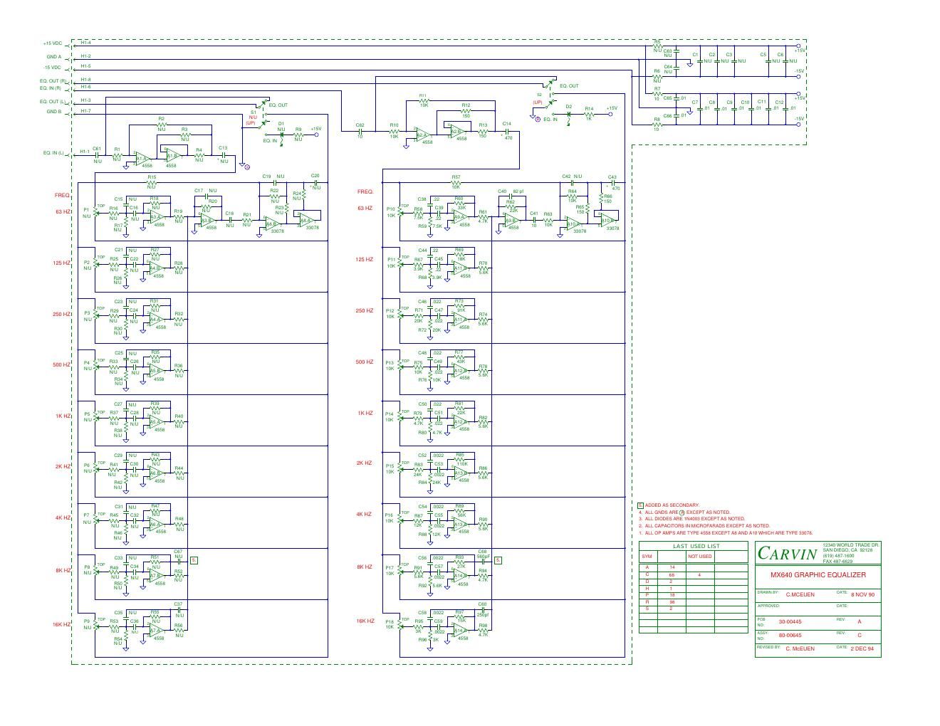 carvin mx 640 graphic eq schematic